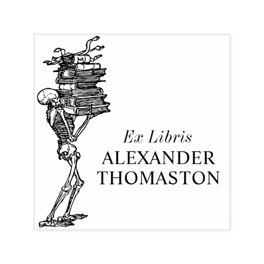 ゴシックSkeleton 運's Books Libraryの名前 セルフインキングスタンプ (デザイン)