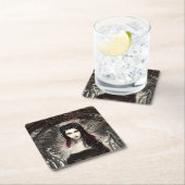 ゴシックSteampunkエンジェル落ちたAIアート スクエアペーパーコースター (インサイチュ)