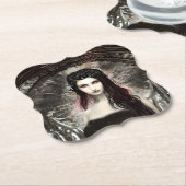 ゴシックSteampunkエンジェル落ちたAIアート ペーパーコースター (アングル)