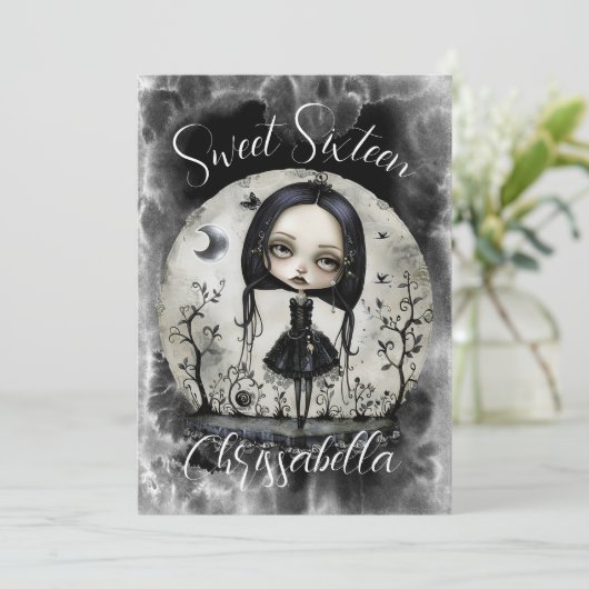 ゴシックSweet sixteen誕生日パーティーへの招待 招待状 (スタンド正面)