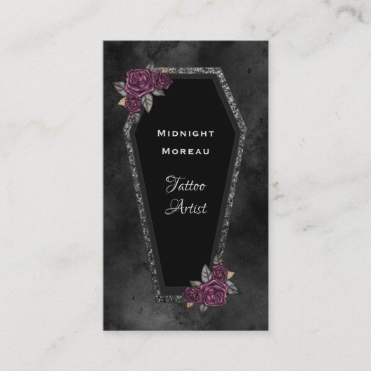 ゴシックTattoo Artist QRコードビジネスカード 名刺 (正面)