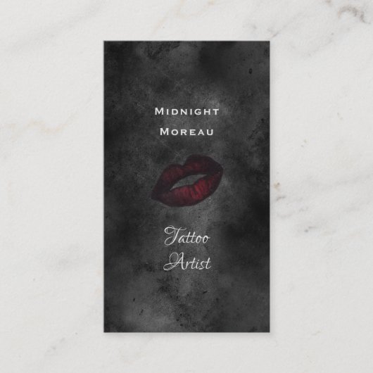 ゴシックTattoo Artist Red Lips QRコード 名刺 (正面)