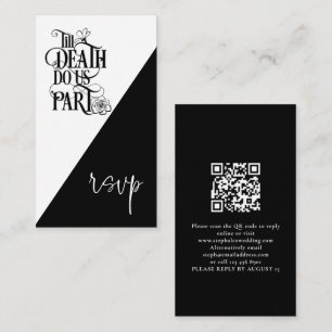 ゴシックTil死UsパーツQRブラックウェディングRSVP エンクロージャーカード