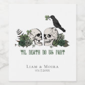 ゴシックTil Death Irishの結婚グリーンフローラスカル ワインラベル (シングルラベル)