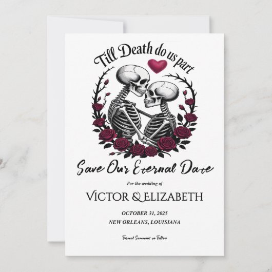 ゴシックTill Death Do Us Part Skeleton 結婚's セーブザデート (正面)