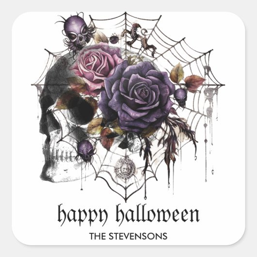 ゴシッシンプルクバラ&スカルハローウィンパーティ スクエアシール (正面)