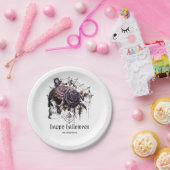 ゴシッシンプルクバラ&スカルハローウィンパーティ ペーパープレート (パーティー)
