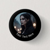 ゴシッスタイリッシュクブラックエモパーソナライズされたフォトバッジ 缶バッジ (正面)