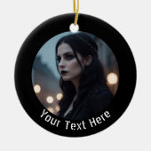 ゴシッスタイリッシュクブラックエモ写パーソナライズされた真文字 セラミックオーナメント (正面)