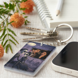 ゴシッパーソナライズされたクのハロウィーン写真 キーホルダー