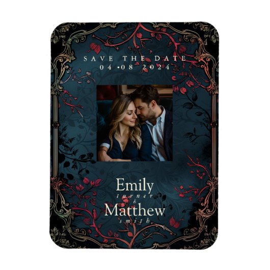 ゴシッビクトリアンクのエレガンス結婚式の日付を保存 マグネット (縦)