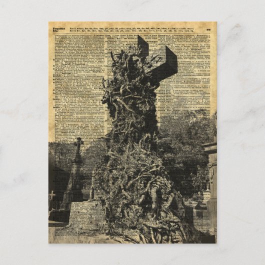 ゴシッビクトリアンクの墓、墓石ハロウィーンアート ポストカード (正面)