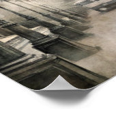 ゴシッビクトリアンクガール&花模様ロンドン通り ポスター (角)