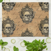 ゴシッビクトリアンクグラムスカル キッチンタオル (折り畳み)