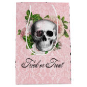 ゴシッビクトリアンクスカルとバラ |トリックまたはトリート ミディアムペーパーバッグ (正面)