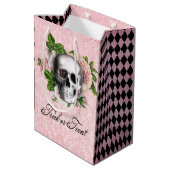 ゴシッビクトリアンクスカルとバラ |トリックまたはトリート ミディアムペーパーバッグ (裏面アングル)