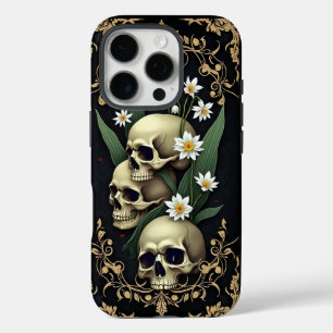 ゴシッビクトリアンクスカルと花 iPhone 16 PROケース