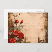 ゴシッビクトリアンクスカルレッドローズハロウィーン シーズンポストカード (正面/裏面)