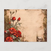 ゴシッビクトリアンクスカルレッドローズハロウィーン シーズンポストカード (正面)