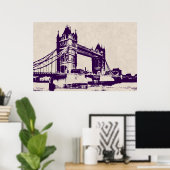 ゴシッビクトリアンクタワー橋 – ロンドン ポスター (ホームオフィス)