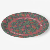 ゴシッビクトリアンクパーフェクトレッド&明るい赤紫色バラ ペーパープレート (アングル)