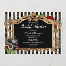 ゴシッビクトリアンクブラックストライプブライダルシャワー 招待状