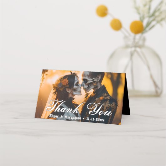 ゴシッビクトリアンクユニークダーク結婚ズ プレイスカード (正面)