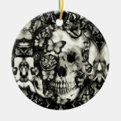 ゴシッビクトリアンクレーススカル模様 セラミックオーナメント (正面)