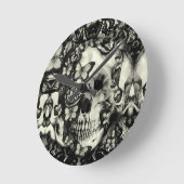 ゴシッビクトリアンクレーススカル模様 ラウンド壁時計 (傾斜)