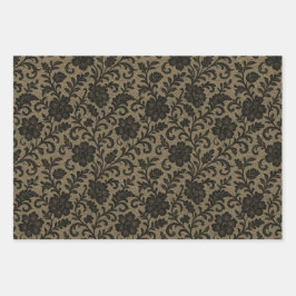 ゴシッビクトリアンクレース&パーチメント3シートセット ラッピングペーパーシート