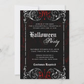 ゴシッビクトリアンク不気味ブラックハローウィンパーティ 招待状 (正面)