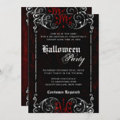 ゴシッビクトリアンク不気味ブラックハローウィンパーティ 招待状 (正面/裏面)