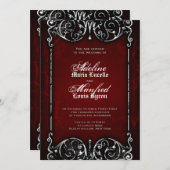 ゴシッビクトリアンク不気味レッド、ブラック&ホワイト結婚ズ 招待状 (正面/裏面)