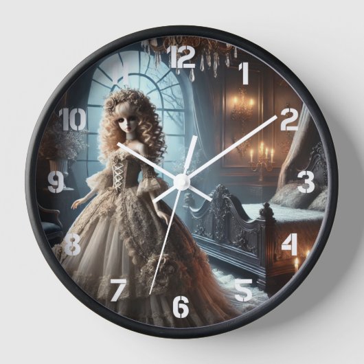ゴシッビクトリアンク人形 – 魅惑の暗闇 壁時計 (正面)