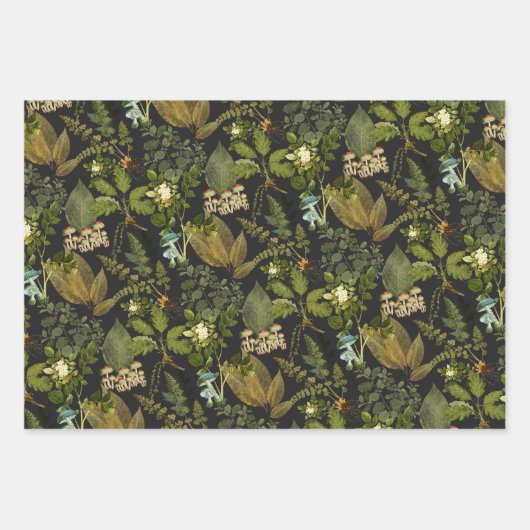 ゴシッビクトリアンク暗色植物学林釉薬 ラッピングペーパーシート (正面3)
