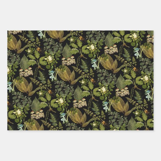 ゴシッビクトリアンク暗色植物学林釉薬 ラッピングペーパーシート (正面)
