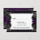 ゴシッビクトリアンク紫RSVPカード 出欠カード (正面/裏面)