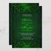 ゴシッビクトリアンク・ゴーリッシュ結婚・グリーン 招待状 (正面/裏面)