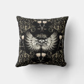 ゴシッビクトリアントロマンススカルウィングス&ホワイトローズ クッション (裏面)