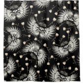 ゴシッビクトリアントロマンススカルウィングス&ホワイトローズ シャワーカーテン (正面)