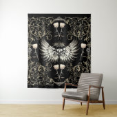 ゴシッビクトリアントロマンススカルウィングス&ホワイトローズ タペストリー (インサイチュ)