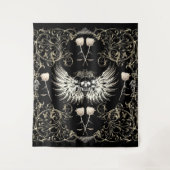 ゴシッビクトリアントロマンススカルウィングス&ホワイトローズ タペストリー (正面)