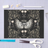 ゴシッビクトリアントロマンススカルウィングス&ホワイトローズ 薄葉紙 (クラフト)