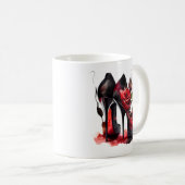 ゴシッファッショニスタク赤の下のバラ付き文字 コーヒーマグカップ (正面右)
