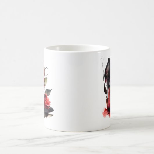 ゴシッファッショニスタク赤の下のバラ付き文字 コーヒーマグカップ (中央)