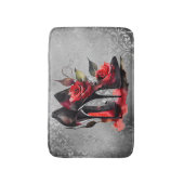 ゴシッファッショニスタク赤の下のバラ付き文字 バスマット (正面縦)