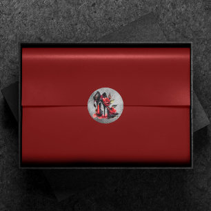 ゴシッファッショニスタク赤の下のバラ付き文字 ラウンドシール