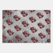 ゴシッファッショニスタク赤の下のバラ付き文字 ラッピングペーパーシート (正面3)