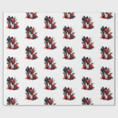 ゴシッファッショニスタク赤の下のバラ付き文字 ラッピングペーパー (フラット)