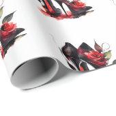 ゴシッファッショニスタク赤の下のバラ付き文字 ラッピングペーパー (ロールコーナー)